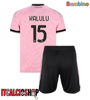 Juventus Pierre Kalulu #15 Seconda Maglia Bambino 2026-27 Manica Corta (+ Pantaloni corti)